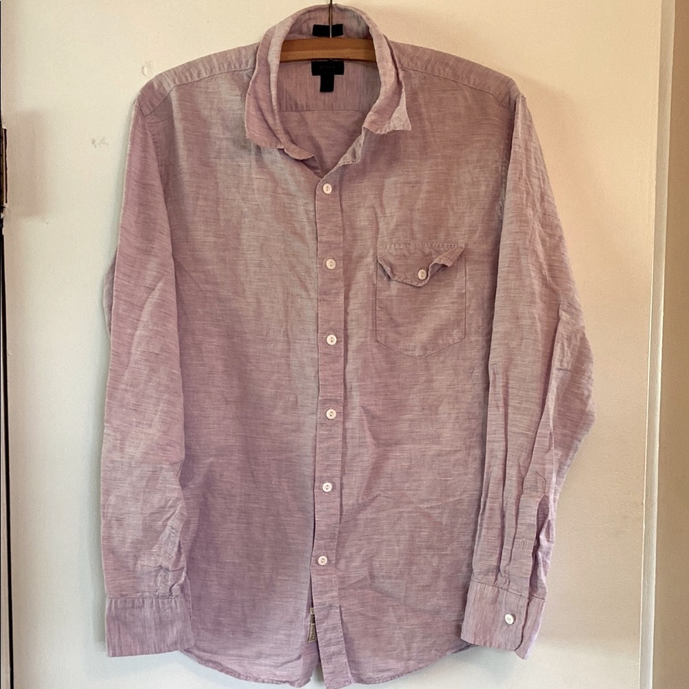 J. Crew Light Purple Linen Shirt Sz Large